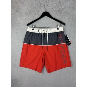 Spyder Swim Trunks Mens Large Red Gray Colorblock UV Quick Dry Stretch Beach New